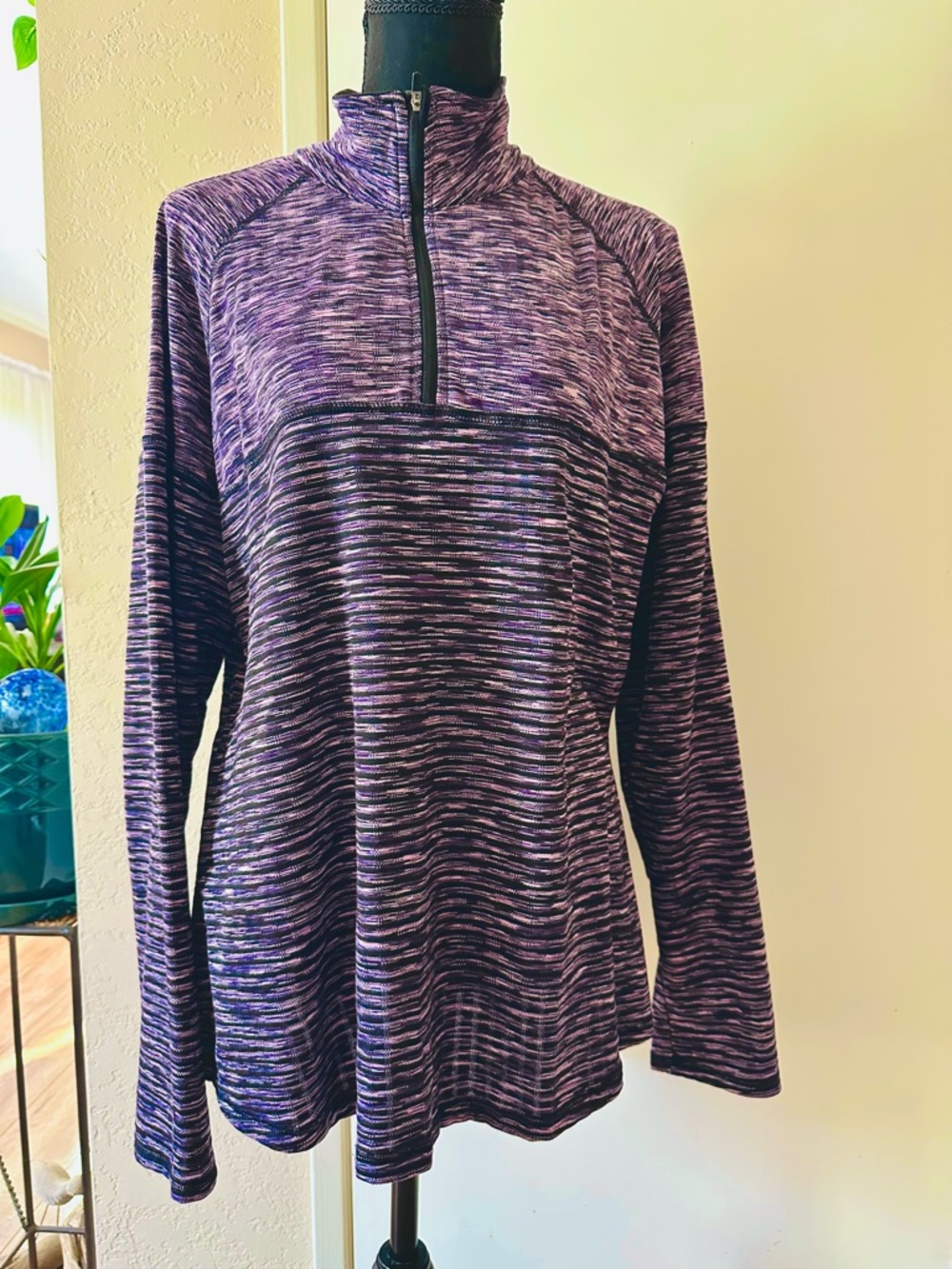 Avia Women’s XXL Athletic Top Purple Long Sleeves Mock Neck Half-Zip Pullover